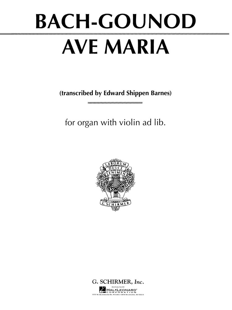 Ave Maria Bach Organ Solo Sheet Music Classical G Schirmer Edition