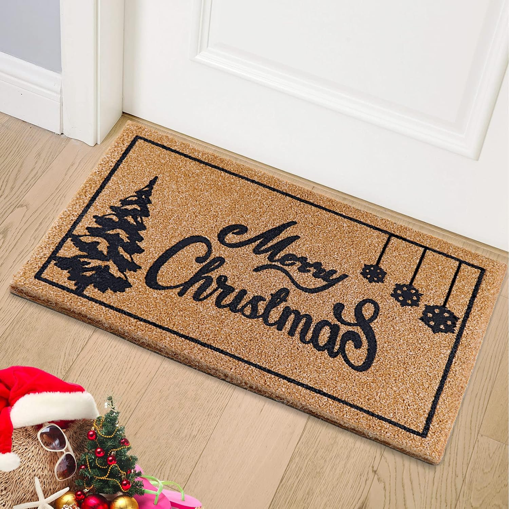 Christmas Door Mat Outdoor Welcome Mat for Front Door, Merry Christmas Doormat w