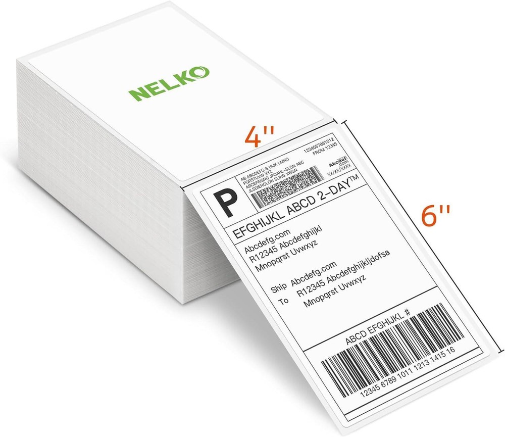 Nelko 4x6 Direct Thermal Shipping Labels Fan-Fold Pack of 500
