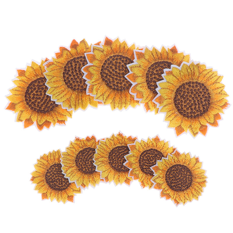 5Pcs Sunflower Sew on/Iron on Embroidered Patch Diy Craft Clothes Appliq-qy