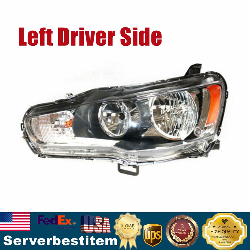 Halogen Headlight Headlamp Left Driver Side For Mitsubishi Lancer Evo 2008-2017