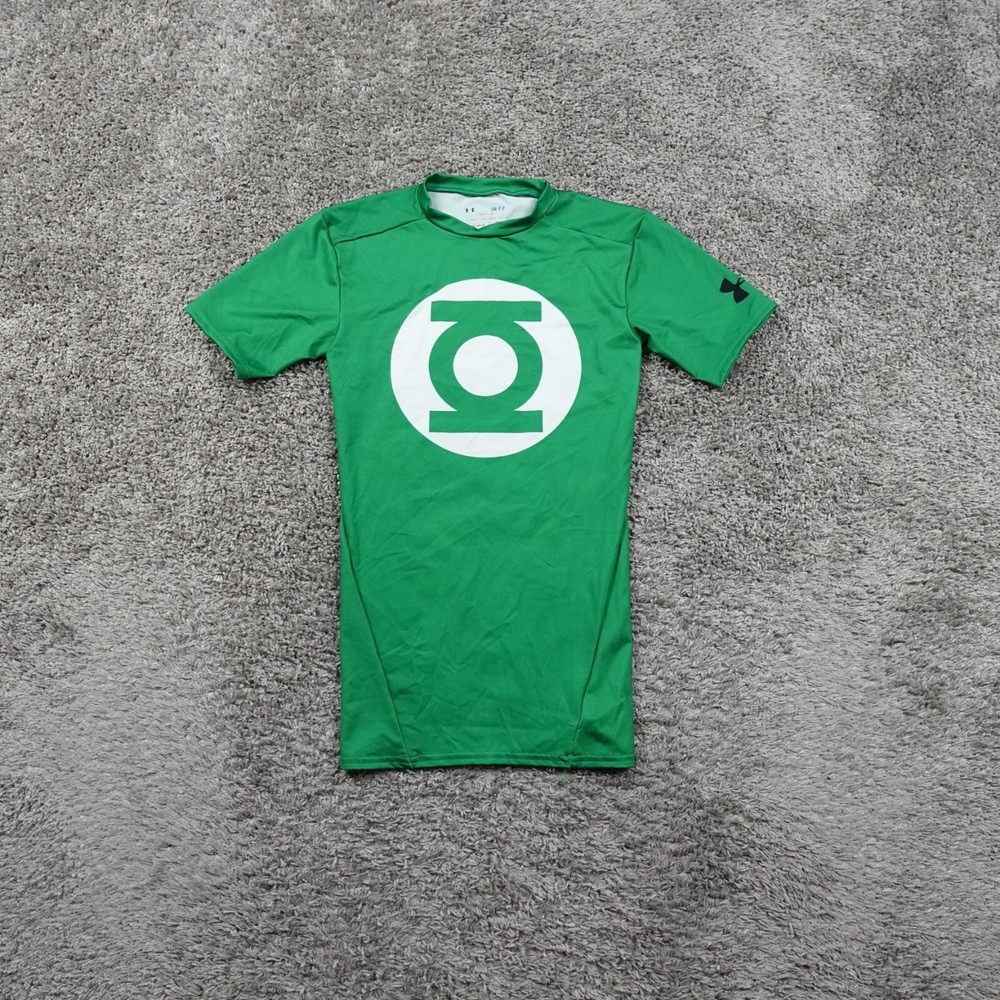 Under Armour Green Lantern Marvel Compression Shirt Mens Small Heat Stretch
