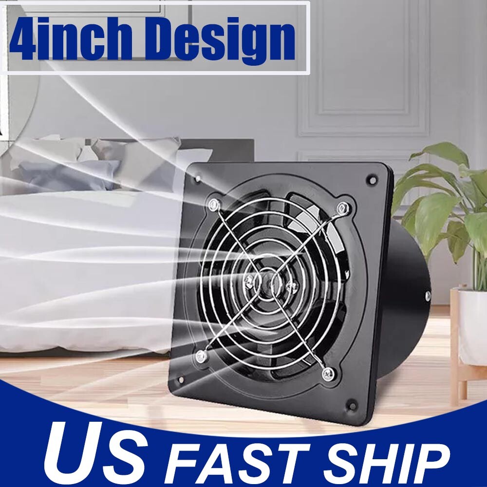 4in Exhaust Fan Ventilation Extractor Fan 110V Wall-Mounted Blower Duct Fan