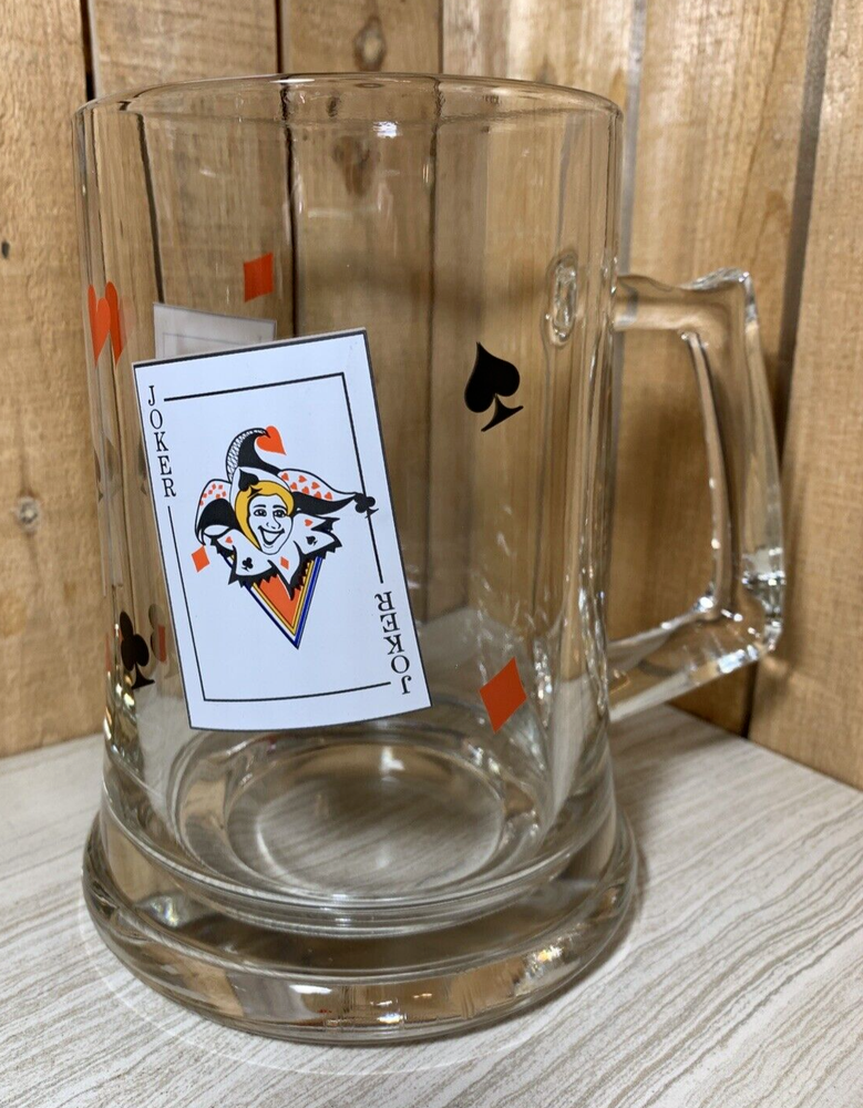 Playing Card Poker Joker Luminarc Large 44 oz Glass Stein Mug 7