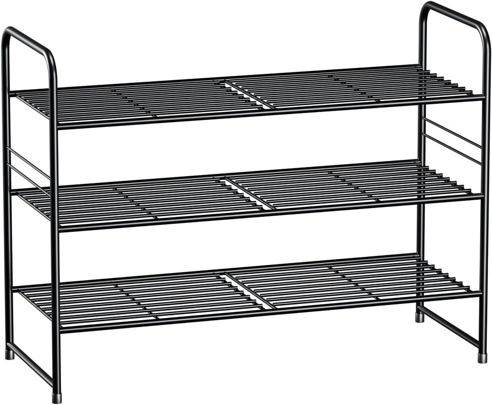 3 Tier Stackable Adjustable Shoe Rack Organizer 32 Inch for Closet