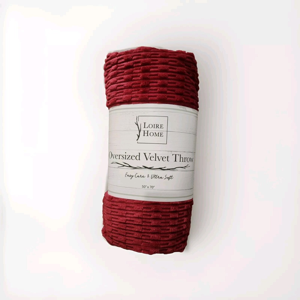 Loire Home Oversized Textured Velvet Throw Blanket 50 X 70