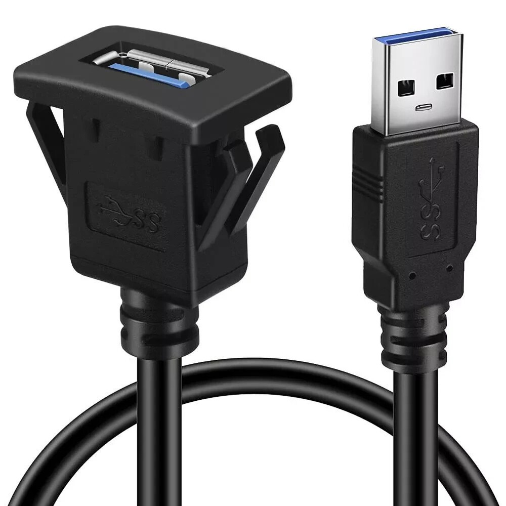BATIGE 1ft USB 3.0 Flush Mount Square Panel Extension Cable
