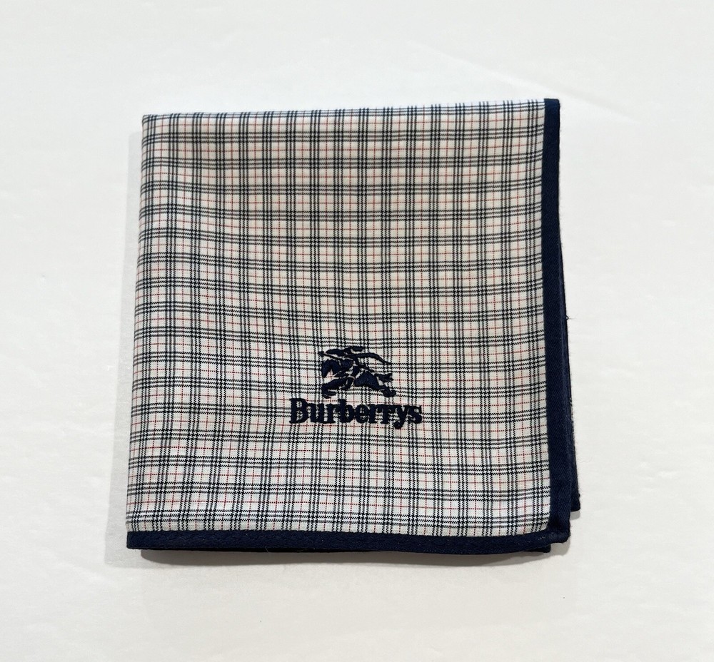Burberry Vintage Handkerchief blue Plaid & Checks Men Pocket Square Cotton 18“