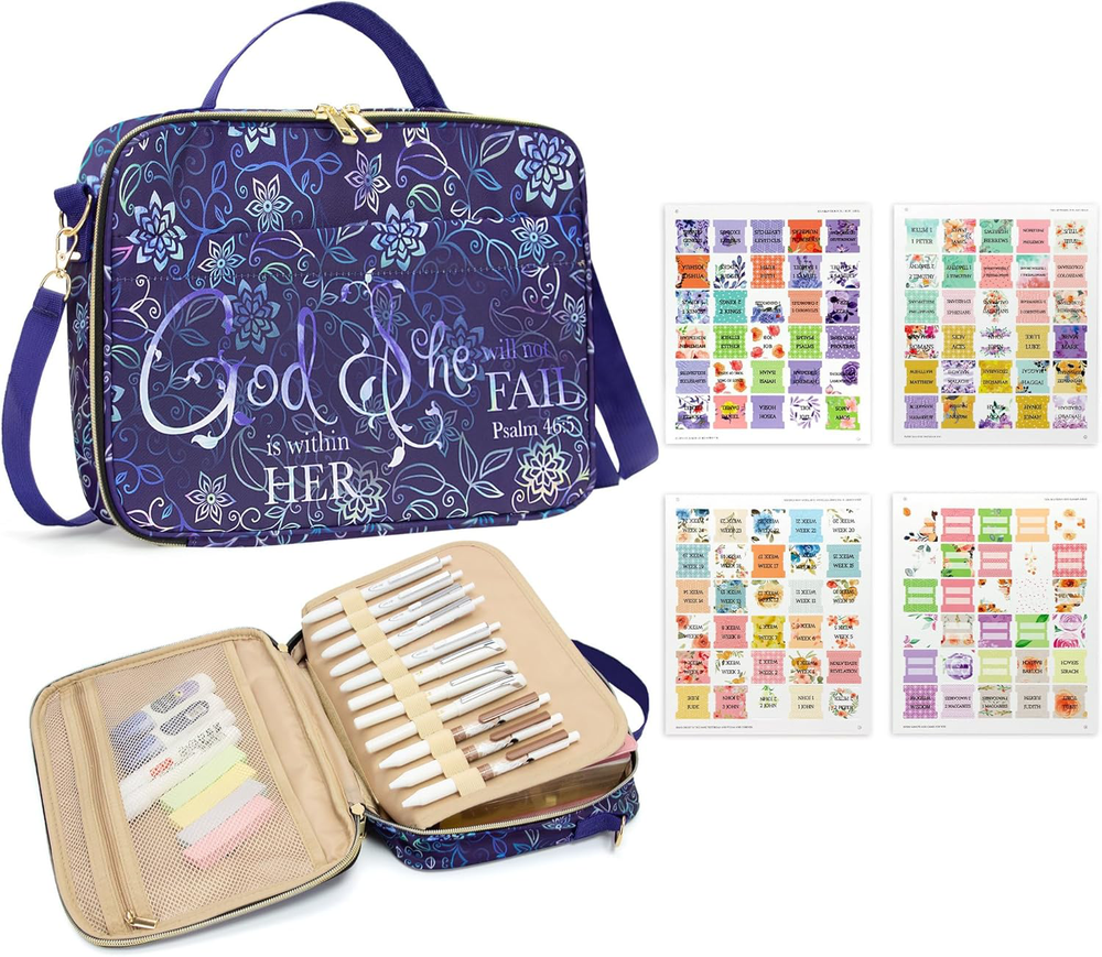 Bible Cover for Men, Organizer Bag with Zipper and Pockets, Standard Size