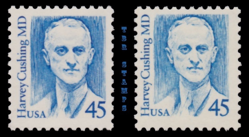 Harvey Cushing 2188 2188a Great Americans 45c Tagging Variety Set 2 MNH -Buy Now-image