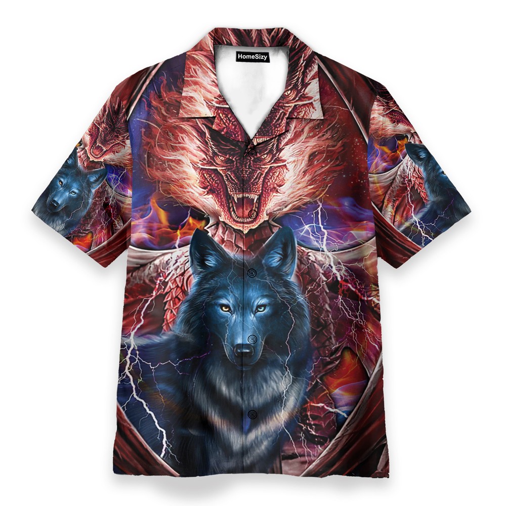 Dragon And Wolf Fantastic   Hawaiian Shir