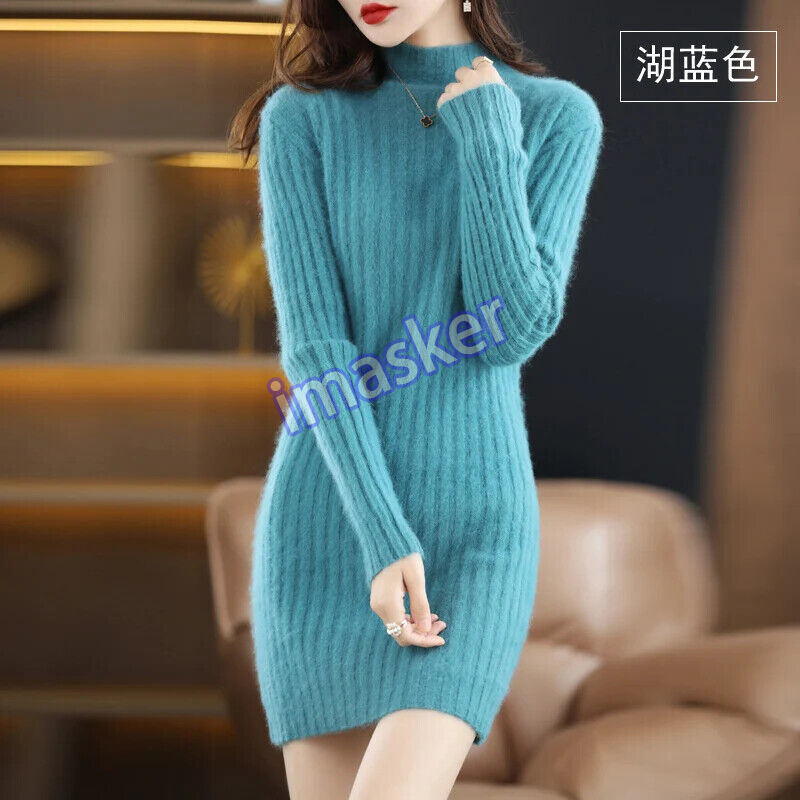 Women's High Collar Winter Warm Long Sleeve Solid Version Loose Soft Knitted
