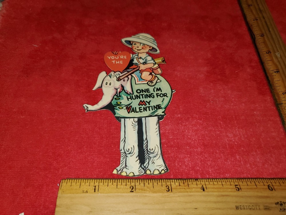 VICTORIAN TRADE CARD MECHANICAL VALENTINE YOUR THE ONE IM HUNTING FOR