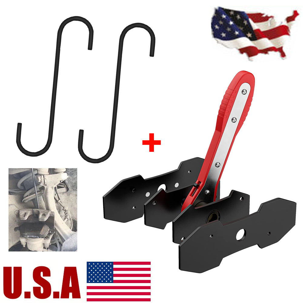 Car Ratchet Press Tool Spreader Wrench Caliper Pad Tool + 2Pcs Hanger Hooks