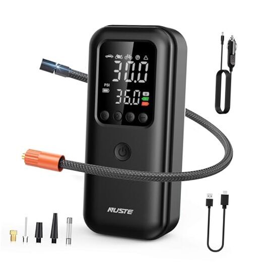 Tire Inflator Portable Air Compressor, 3X Faster Cordless Air Pump Black