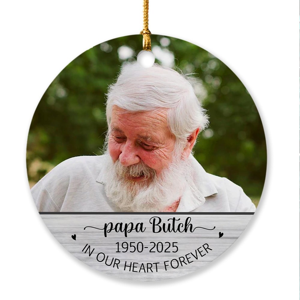 Personalized Grandpa Photo Christmas Ornament Forever in Our Hearts