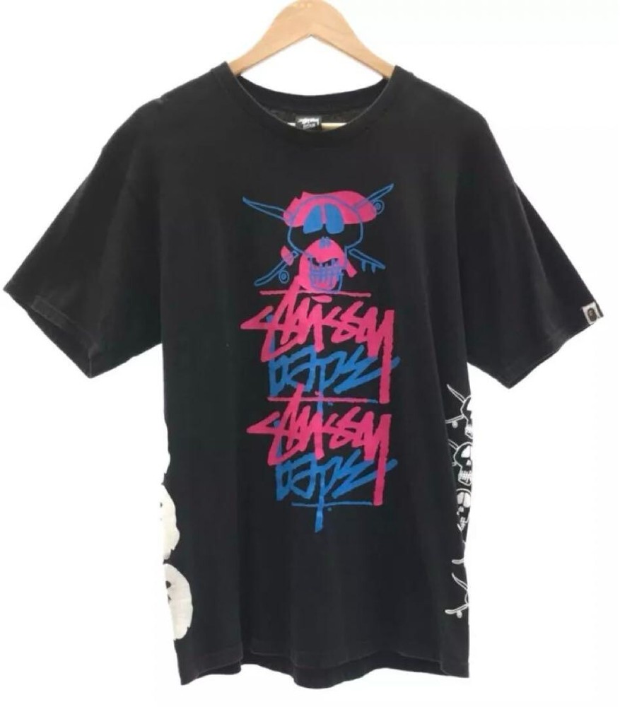 A Bathing Ape Bape x Stussy Neon Collaboration T-Shirt used M(US S) JAPAN F/S