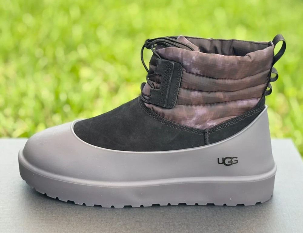 UGG Classic Mini Lace-Up Boots for Men in Smokescreen Black Suede - Size 12