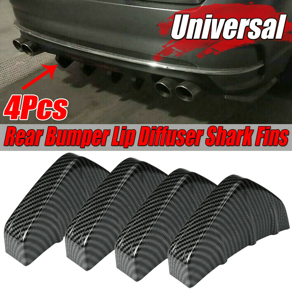 4x Difusor de labios para parachoques trasero de fibra de carbono aletas de tiburón accesorios divisores