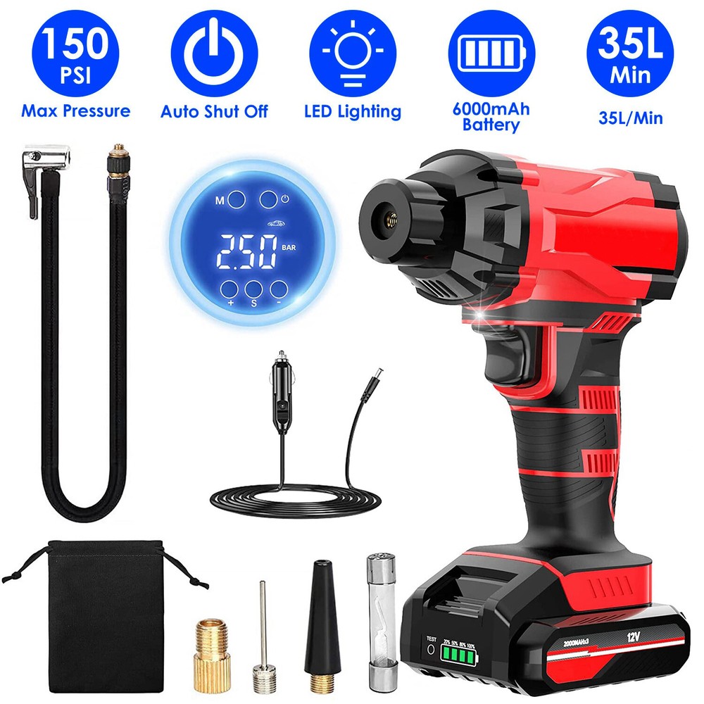 150PSI Cordless Air Compressor for Car Motorcycle Bike Tire Inflator Pump