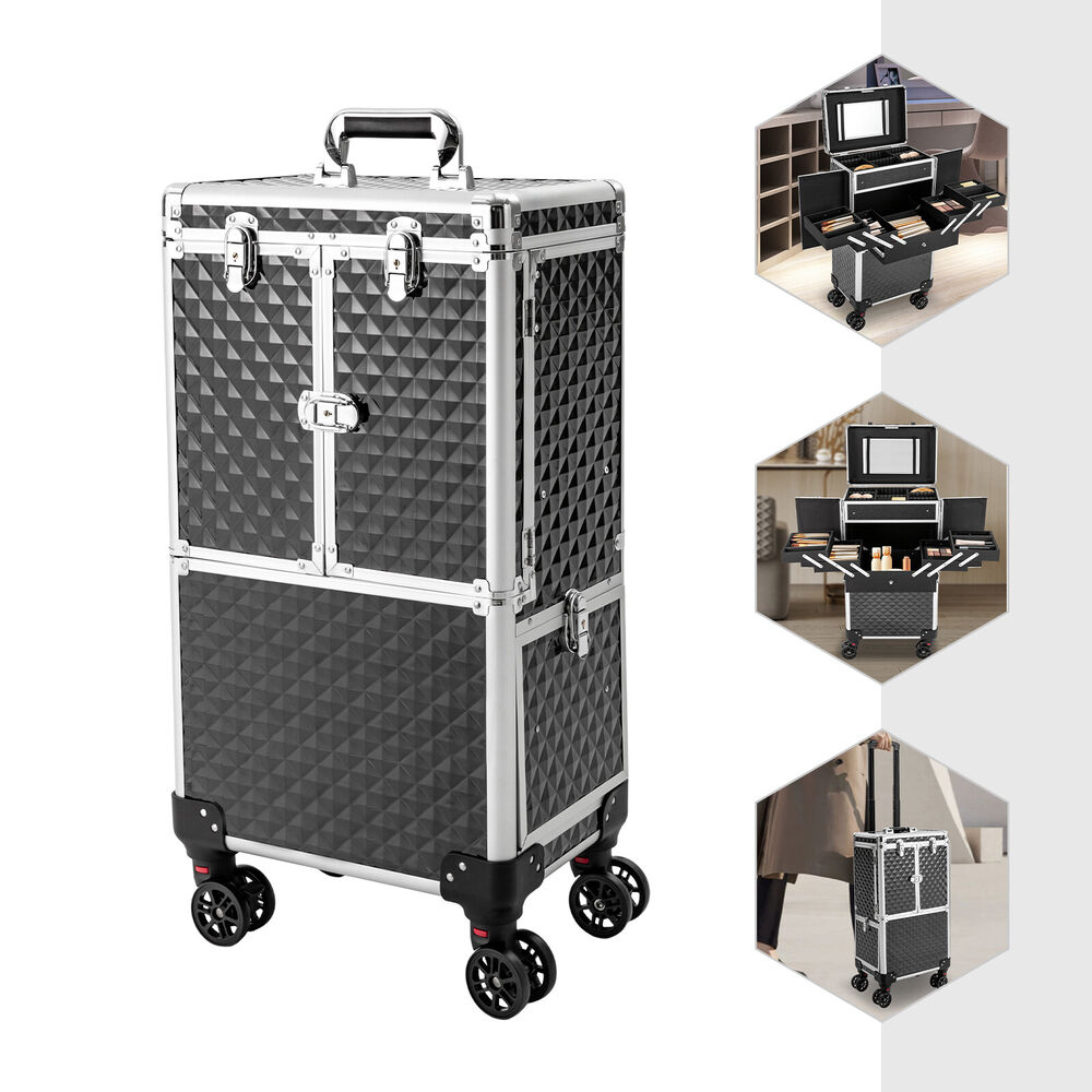 Professional Rolling Makeup Train Case Makeup Storage Organizer Cosmetic Trolley