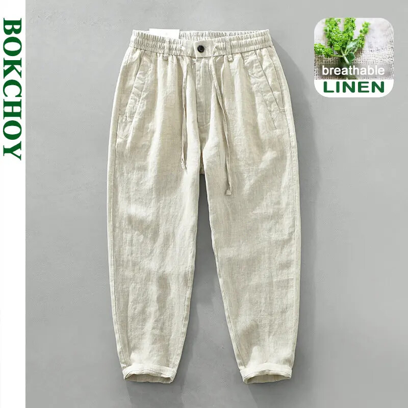 Retro Summer Linen Pants for Men - Breathable Loose Streetwear