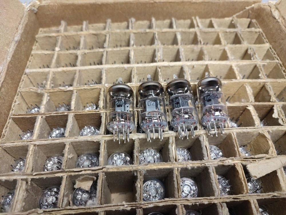 4pcs 6J2P-EV, 6Ж2П-ЕВ NOS Russian gold grid tubes equiv. to 6AS6, 6F33