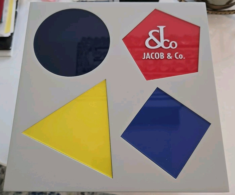 Jacob & Co Five Time Zones Watch Box. RARE Gray Color With Blk JCo Outer Box.