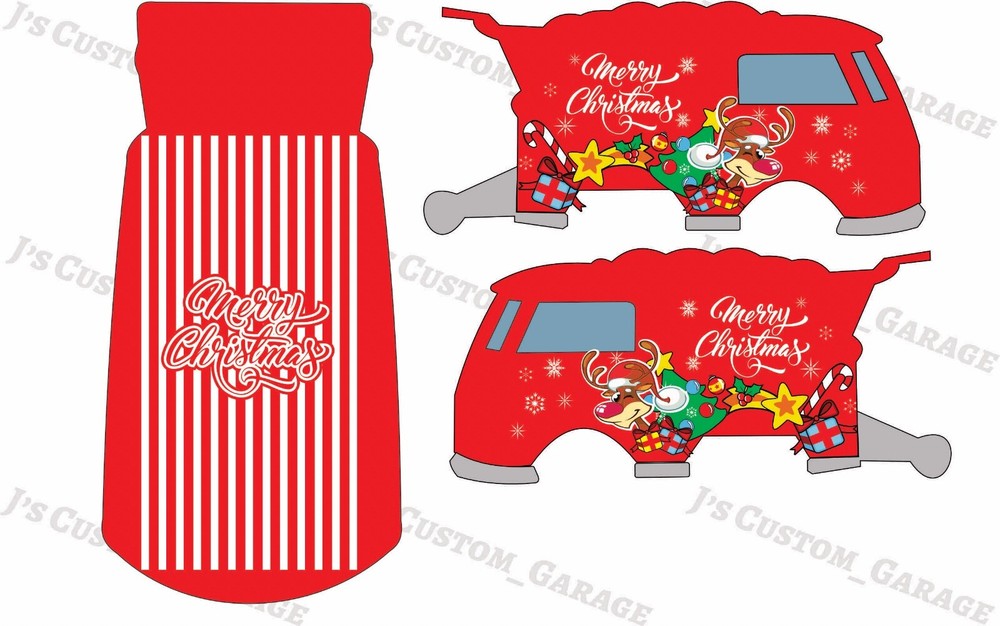 christmas Kombi 1/64 custom water slide decal Compatible for Hot Wheels