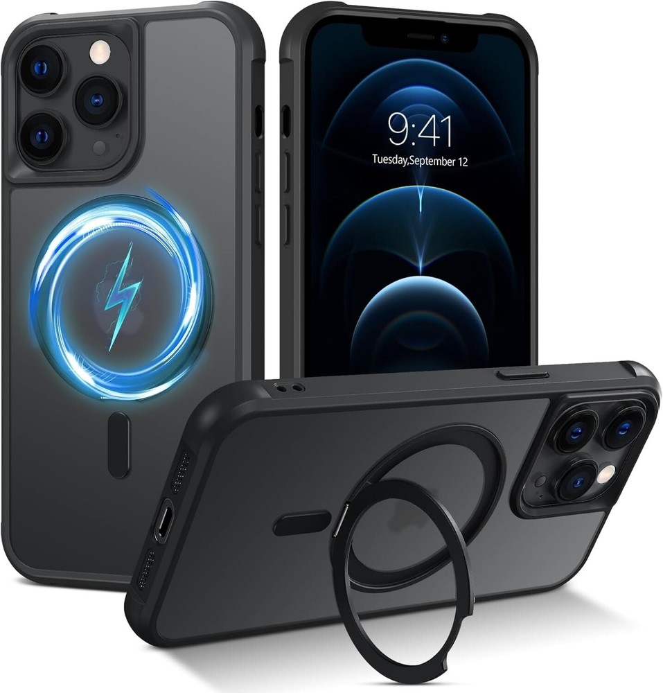 For iPhone 12 Pro Max 5G Case With Shockproof Back Cover & Ring Holder Kickstand