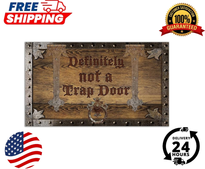 Funny Welcome Mat - Definitely Not A Trap Door - Non-Slip Front Door Mat