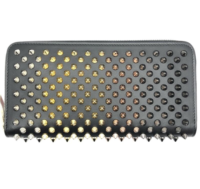 Vintage Christian Louboutin Panetone Spiked Wallet Black Red Studs