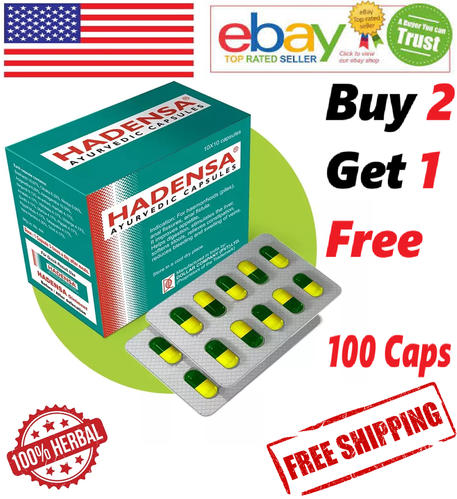 Hadensa Ayurvedic Herbal Pills 100 Caps Natural Formula with Free Shipping