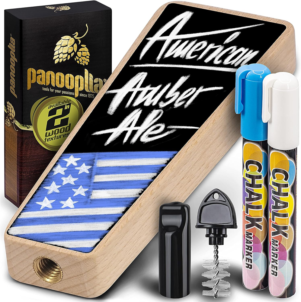 Beer Tap Handle and Two Liquid Chalk Markers Set - Wooden Keg Taps Handles for S