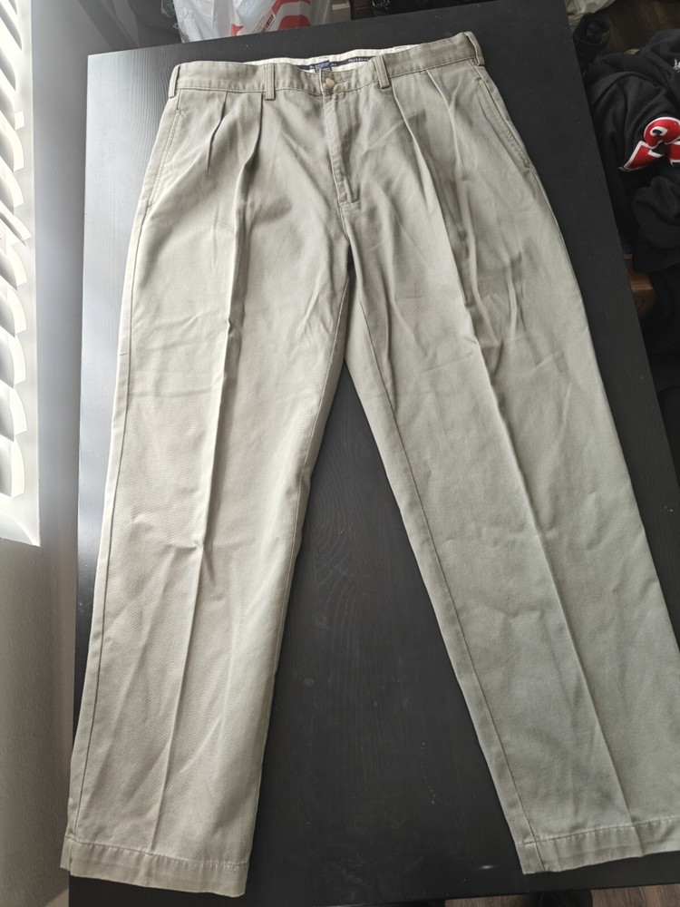 POLO RALPH LAUREN Andrew Pant Double Pleated Chino Trousers Cotton Gray W36 L30