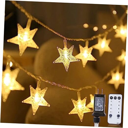 Star String Lights Plug in - 33 ft 100 LED Star Fairy String Lights Warm White