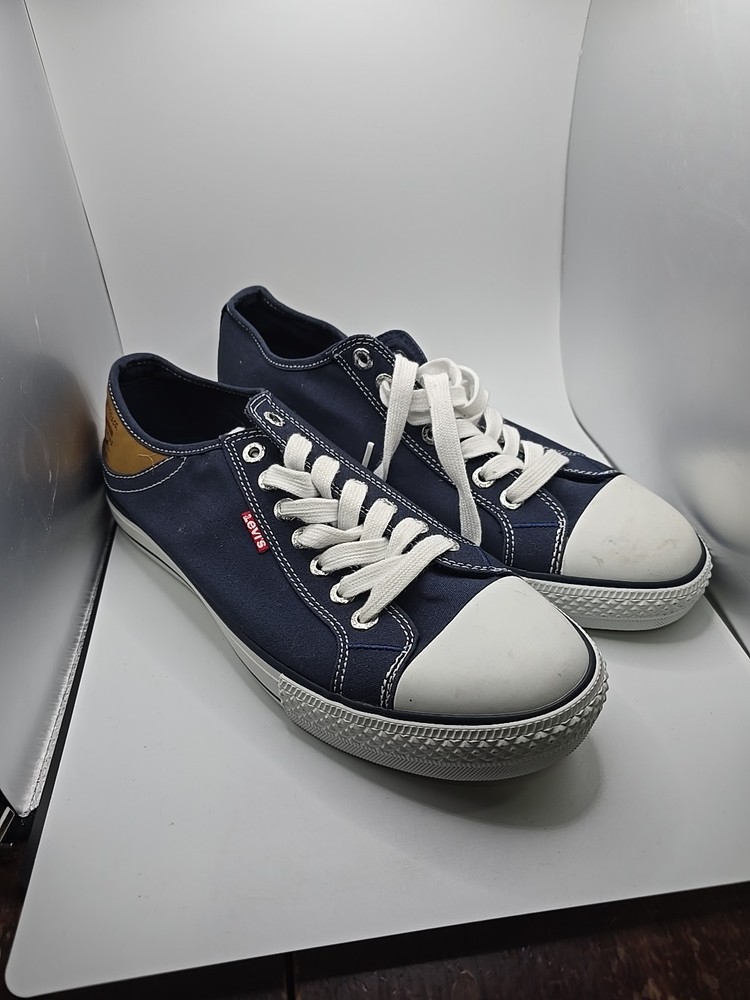 Levi Strauss Mens Canvas Sneakers 719717 Navy Blue Denim Shoes Size 10