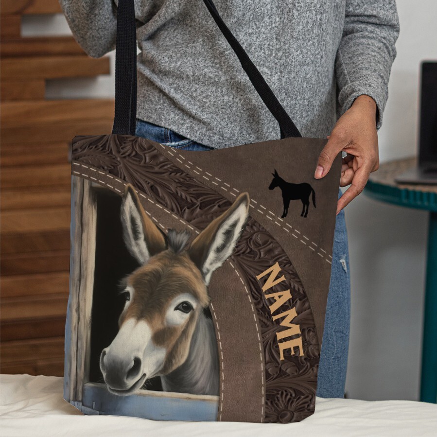 Vintage Donkey Lover Personalized All Over Print Tote Bag Gift-image