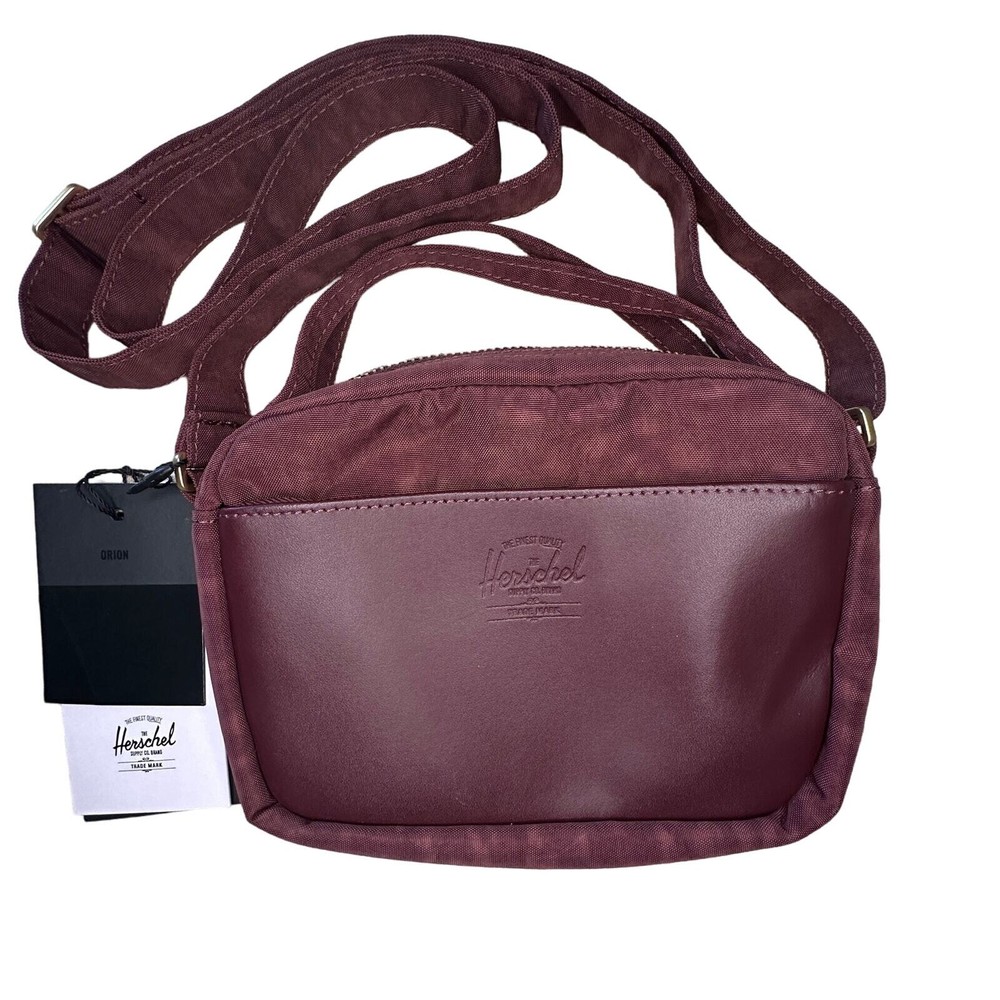 Herschel Supply Co Orion Mini Crossbody Bag Maroon Nylon Zip Adjustable Strap