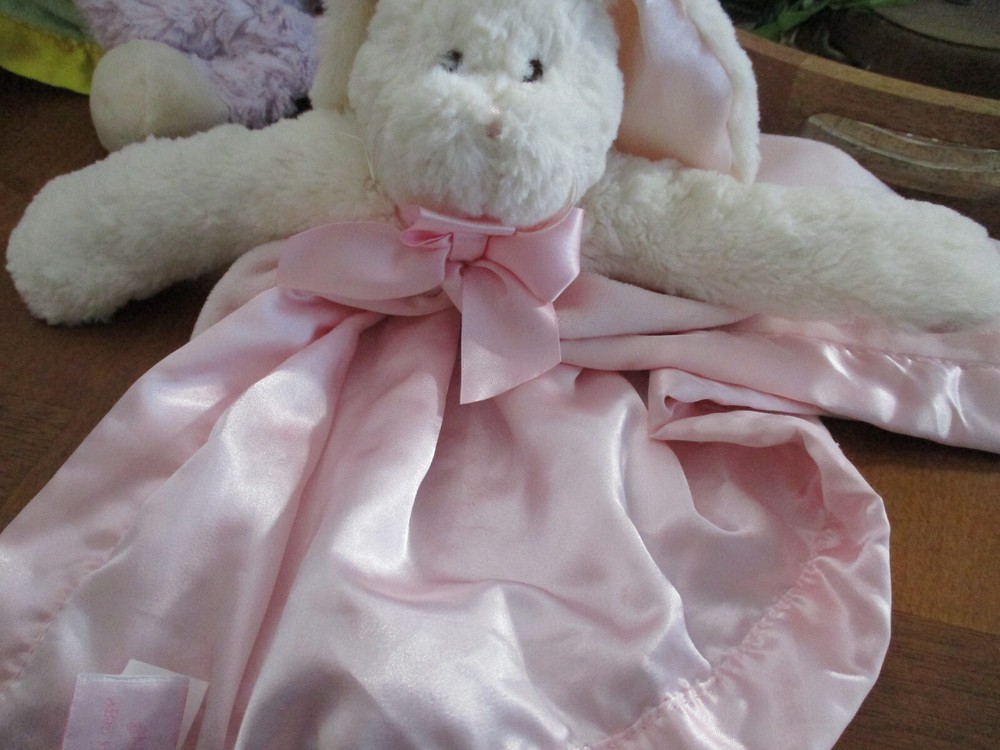 Bearington Baby White Bunny Rabbit e Pink Lovey Plush Soft Satin 15
