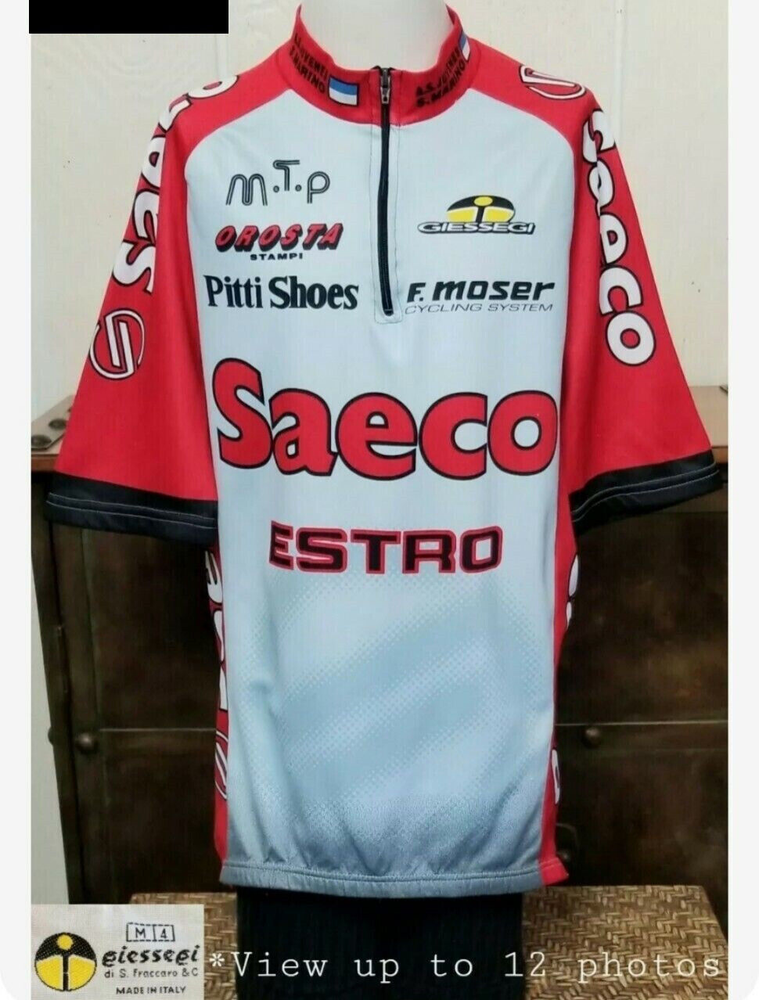 Saeco Team 2003 Cycling 1/4 Zip Short Sleeve Jersey Estro Giessegi Size M 4