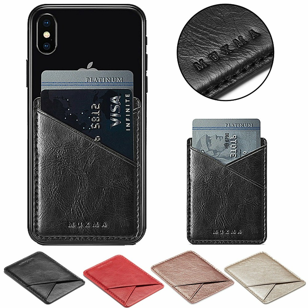 Stick-On Leather Credit Card Wallet for Phone Adhesive Pocket  -image
