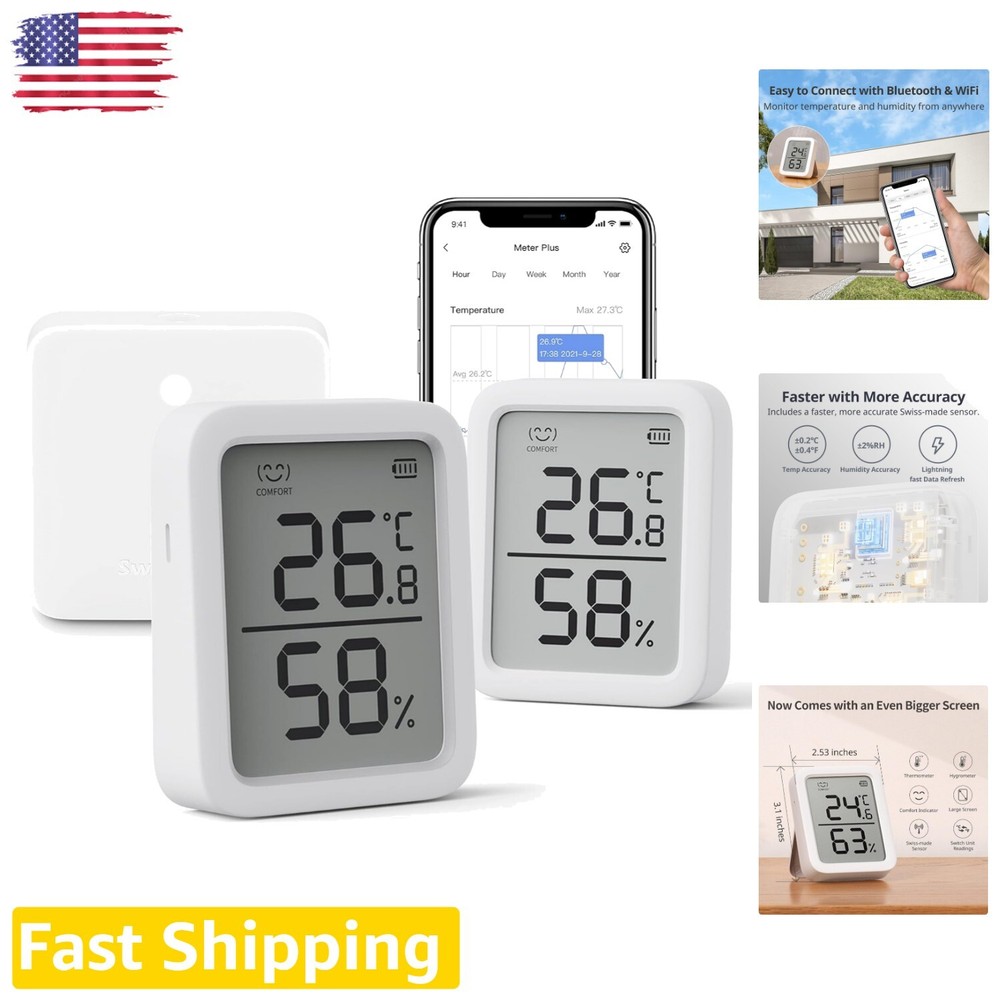 Smart Home Indoor Thermometer Hygrometer with Voice Assistant Compatibility  -image