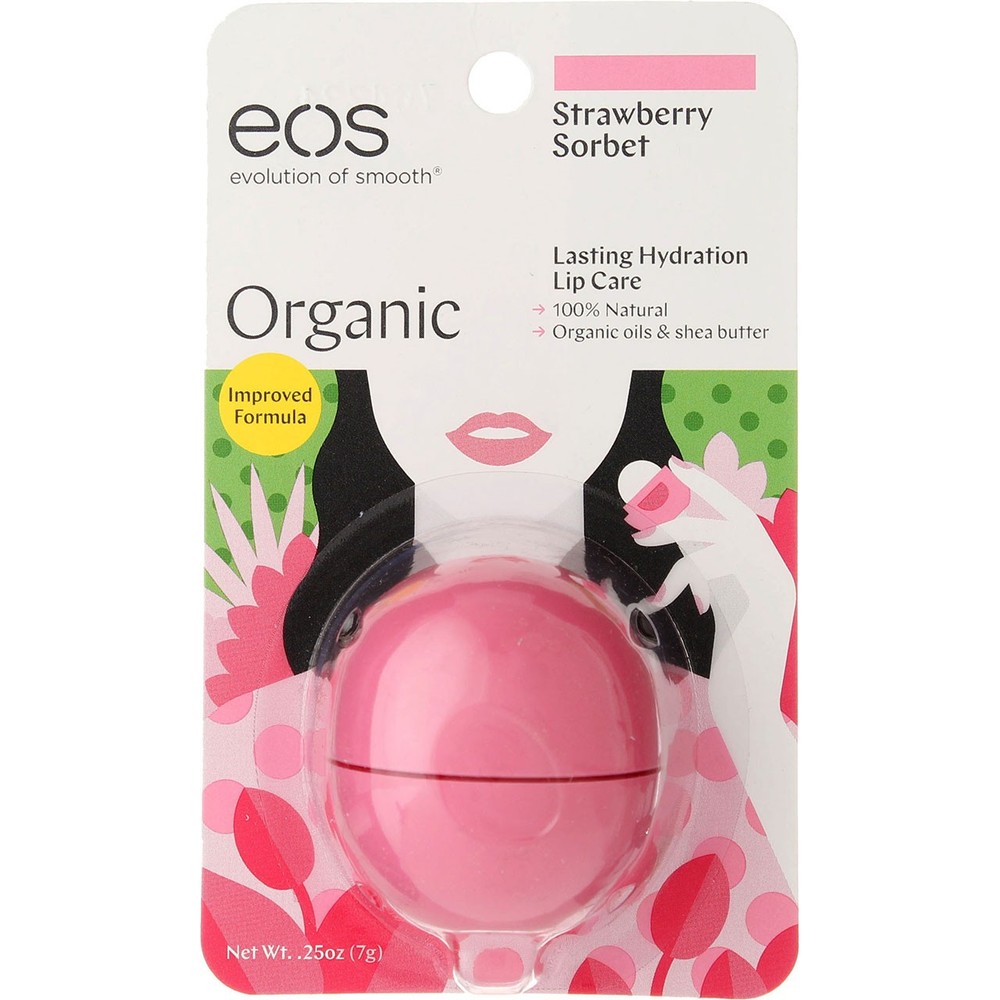 EOS Organic Strawberry Sorbet Lip Balm Sphere 0.25oz