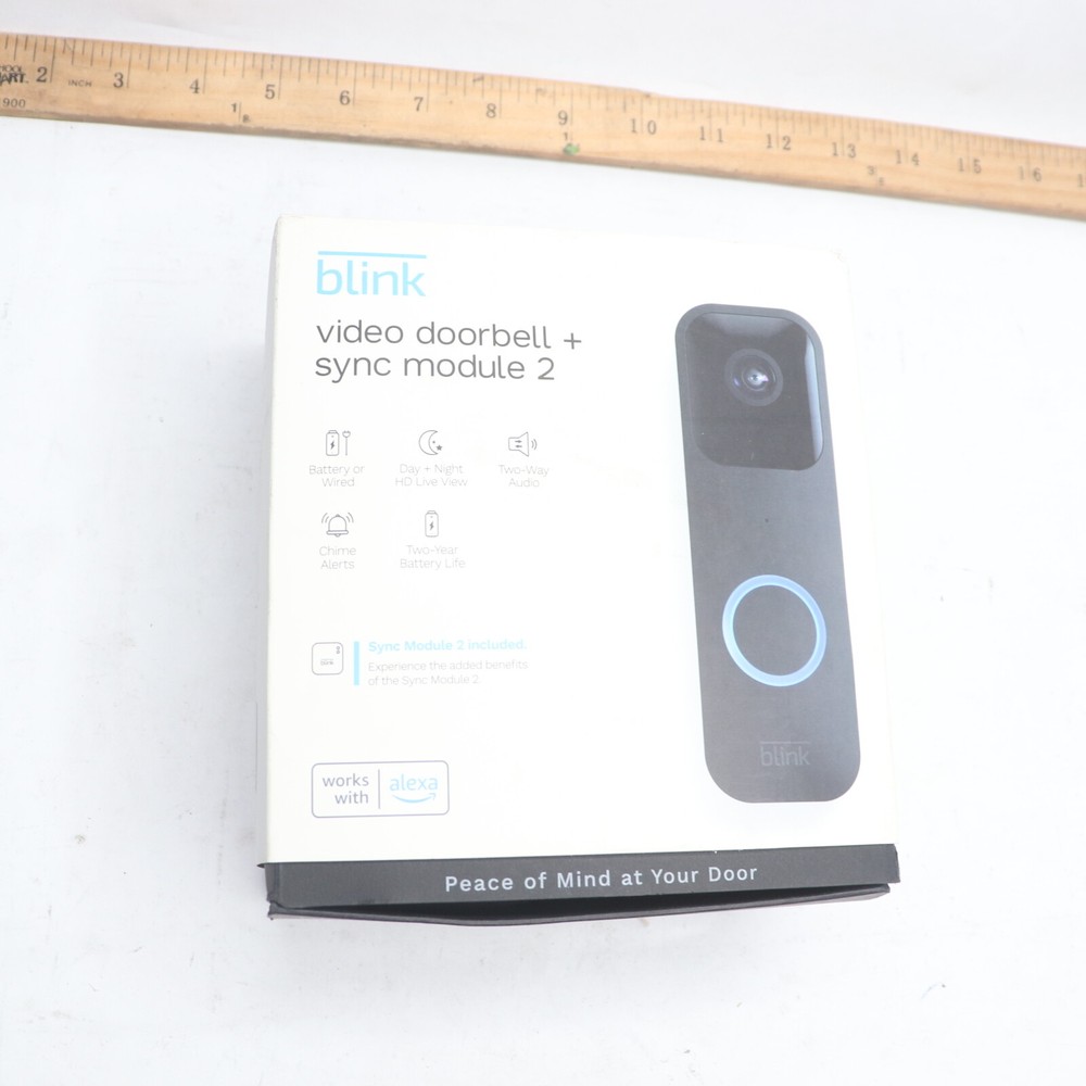 Blink Smart Wifi Video Doorbell Wired/Battery Operated w/ Sync Module 2 Black