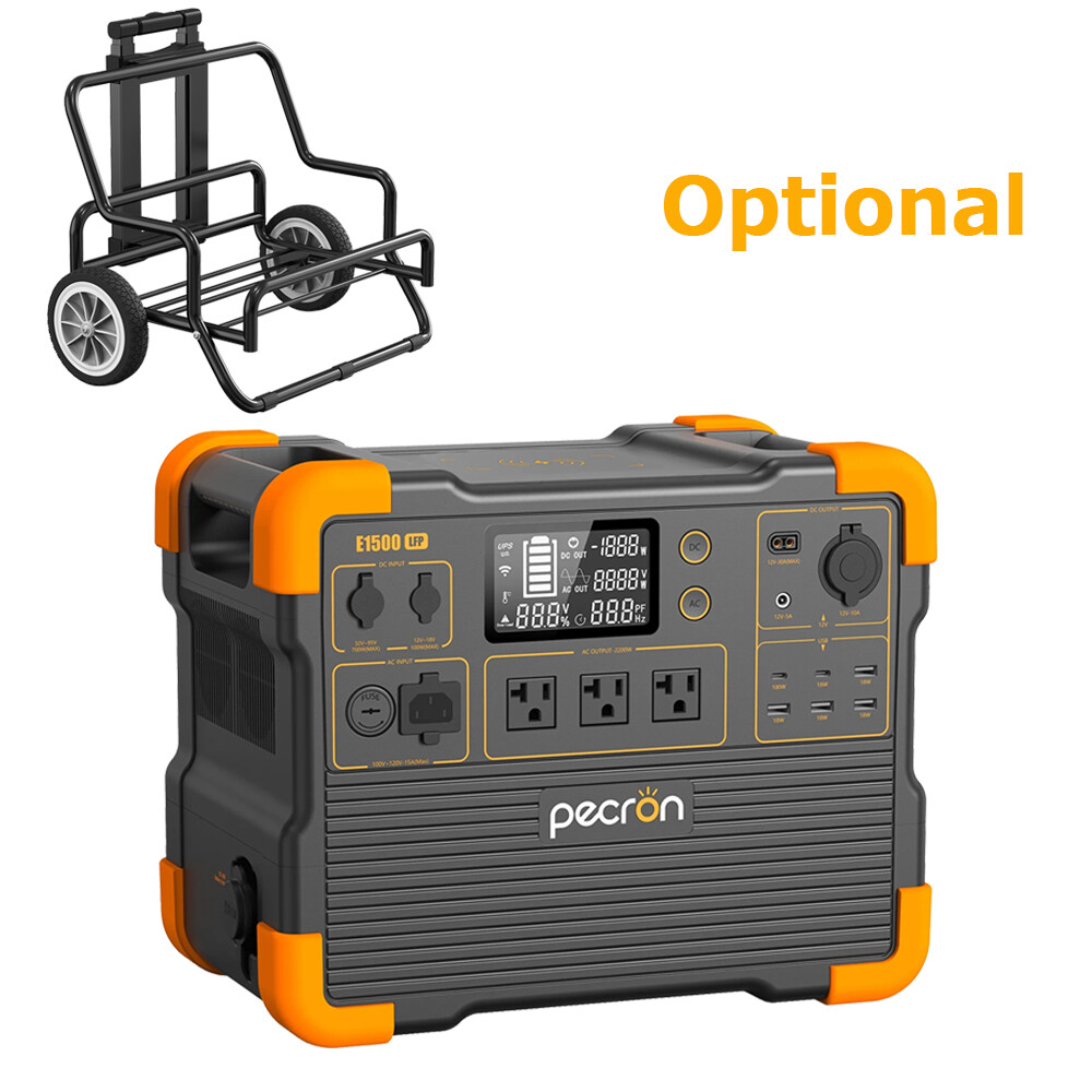 Pecron E1500LFP 2200W Portable Power Station LiFePO4 Battery Trolley Optional