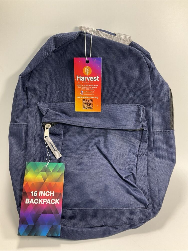 15 Inch Backpack By A D Sutton & Sons, Inc Unisex Blue Zip Closure New With Tag