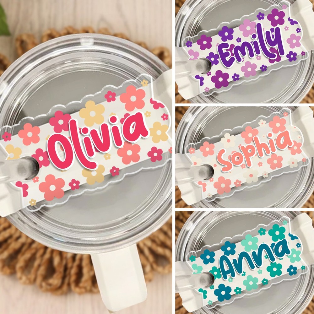 Custom Retro Daisy Tumbler Name Tag for 30oz & 40oz Quenchers-image