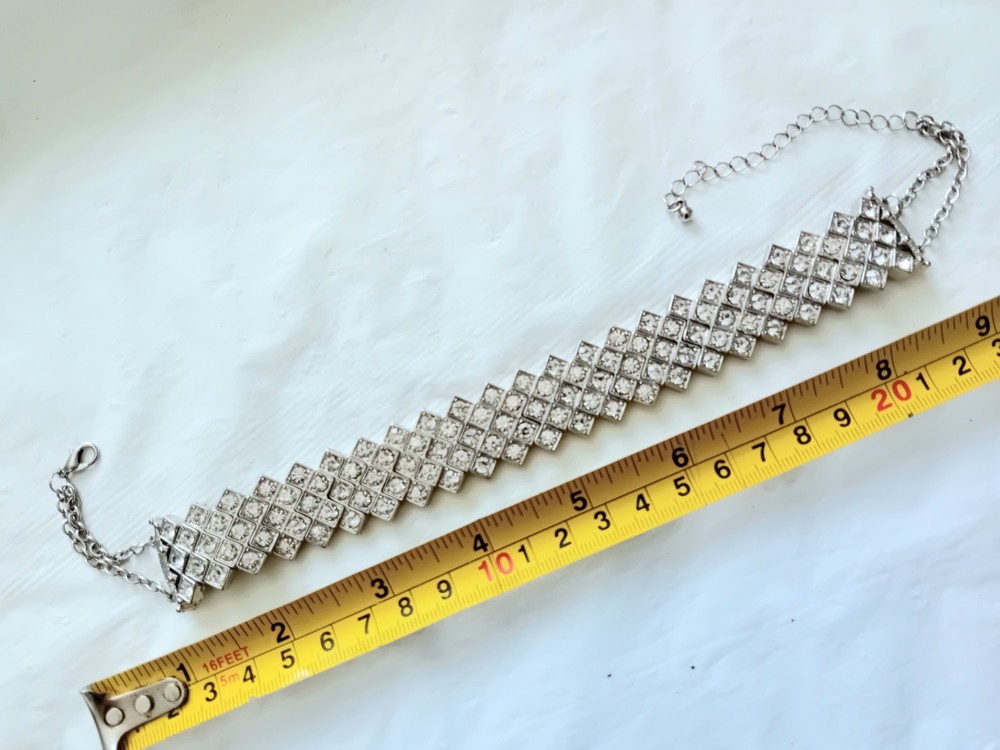 30cm Long Rhinestone Diamonte Costume Jewellery Choker Necklace A430