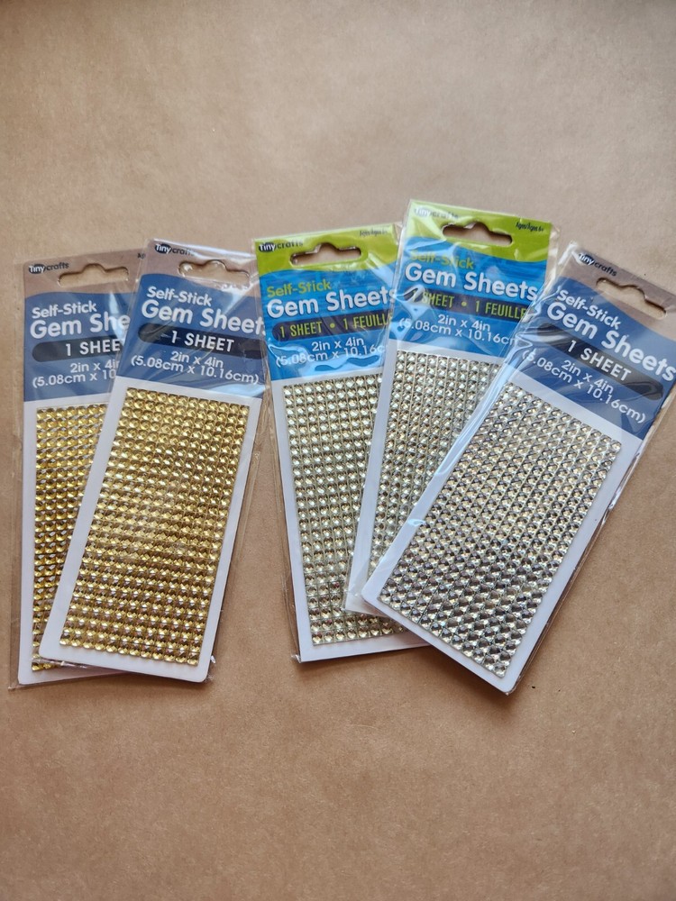 Gold Gemstone Stickers Tiny Crafts 5 Packs